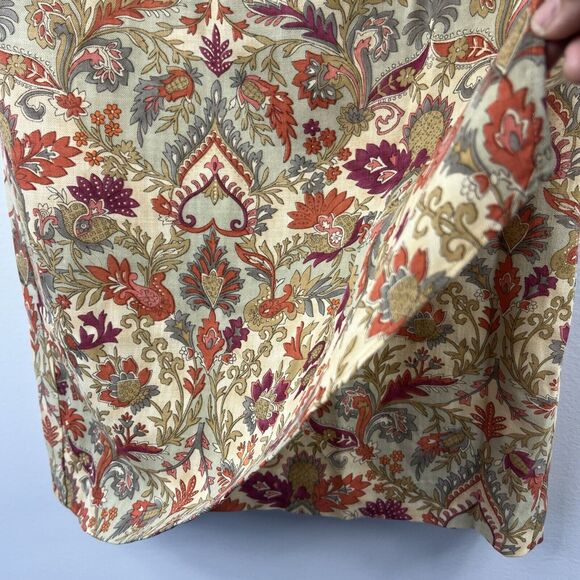 Talbots Vintage Tan Orange Floral Wrap Long Skirt Size 2 Wool - Picture 6 of 16